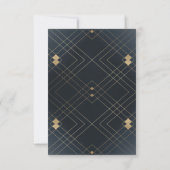 Gold Diamond Navy Geometric Deco Gatsby Wedding RSVP Kaartje (Achterkant)