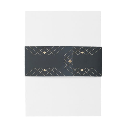 Gold Diamond Navy Geometric Deco Gatsby Wedding Uitnodigingen Wikkel (Achterkant Voorbeeld)