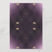 Gold Diamond Paars Geometric Deco Gatsby Wedding Menu (Achterkant)