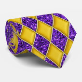 Gold Diamond Paars Sequin Pattern Mardi Gras Strop Stropdas (Opgerold)