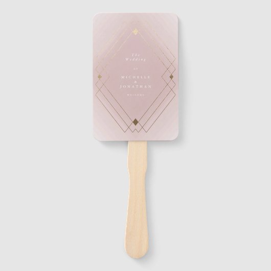 Gold Diamond Pink Geometric Deco Gatsby Wedding Handwaaier (Voorkant)