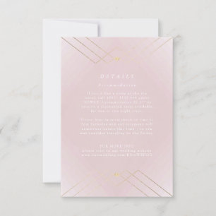 Gold Diamond Pink Geometric Deco Gatsby Wedding RSVP Kaartje