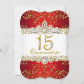 Gold Diamond Rouge Glamor Quinceanera Invitation (Devant)