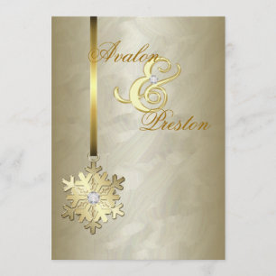 Gold Diamond Snowflake Gold Foil Uitnodiging