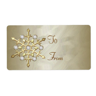 Gold Diamond Snowflake Gold Gift Label