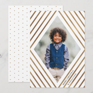 Gold Diamond Stripes Lijst - Kerstfeestdag Feestdagenkaart