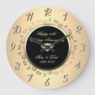 Gold Diamond Swirls 50th Wedding Jubileum Grote Klok