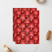 Gold Diamond Tufted Red Baby Boy Shower Invitation (Devant/Arrière en situation)