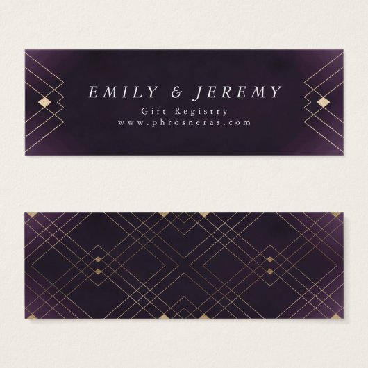 Gold Diamond violet Mariage géométrique Gatsby (Devant & derrière)