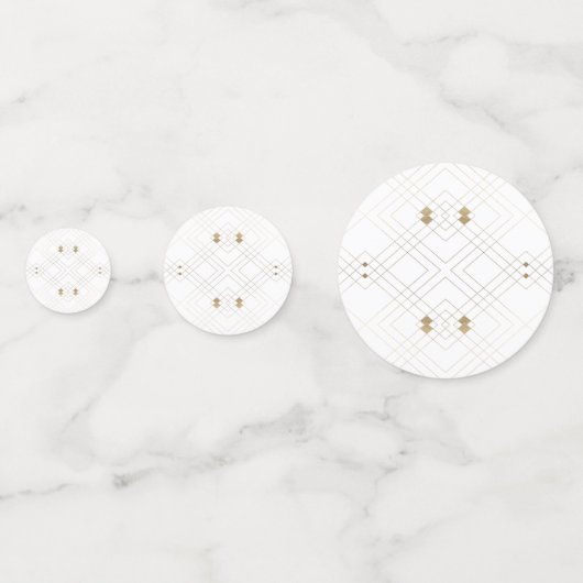 Gold Diamond White Geometric Deco Gatsby Wedding Confetti (Achterkanten)