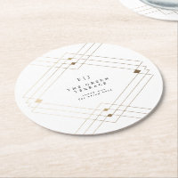 Gold Diamond White Geometric Deco Gatsby Wedding