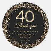 Gold Diamonds 40th Birthday Thank you Sticker (Devant)