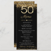 Gold Diamonds 50th Birthday Dinner Flat Menu (Devant / Derrière)