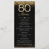 Gold Diamonds 80th Birthday Dinner Flat Menu (Voorkant)