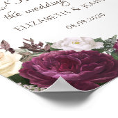 Gold Diamonds Burgundy Floral redt de datum Poster (Hoek)