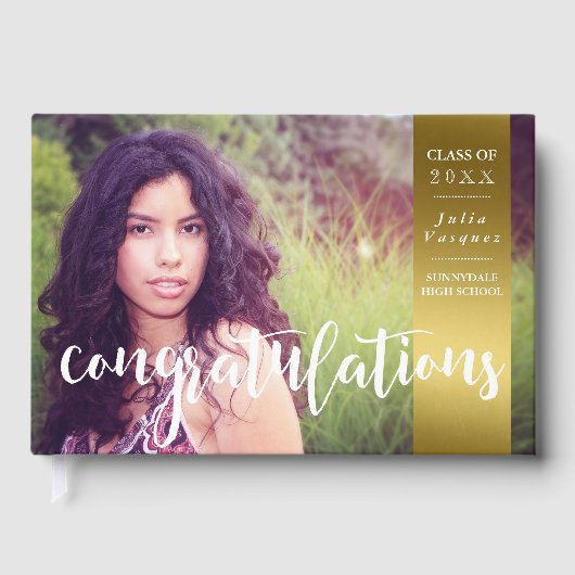 Gold & Diamonds Custom Foto Afstuderen Gastenboek (Voorkant)