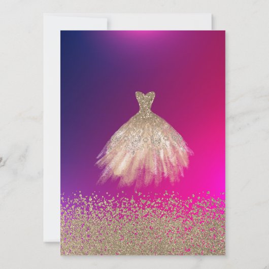 Gold Diamonds, Elegant Chic Dress Quinceañera Kaart (Achterkant)