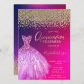 Gold Diamonds, Elegant Chic Dress Quinceañera Kaart (Voorkant / Achterkant)
