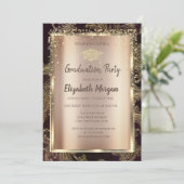 Gold Diamonds Floral Damask Afstuderen Kaart (Staand voorkant)