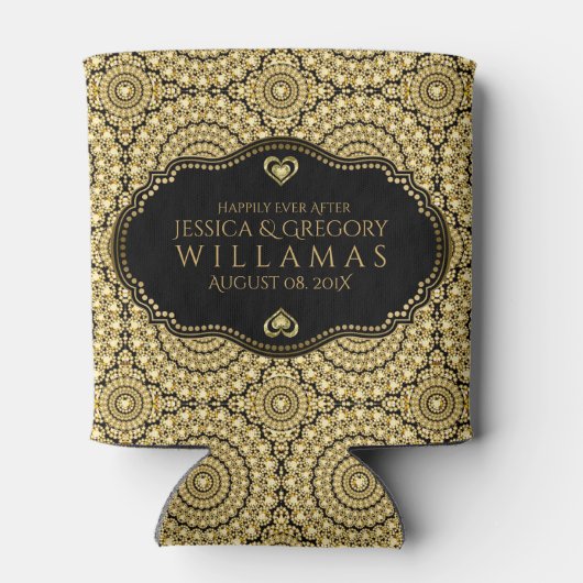 Gold Diamonds Geometric Pattern Weddenschap Design Blikjeskoeler (Achterkant)