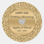 Gold Diamonds Wedding Jubileum Ronde Sticker (Voorkant)