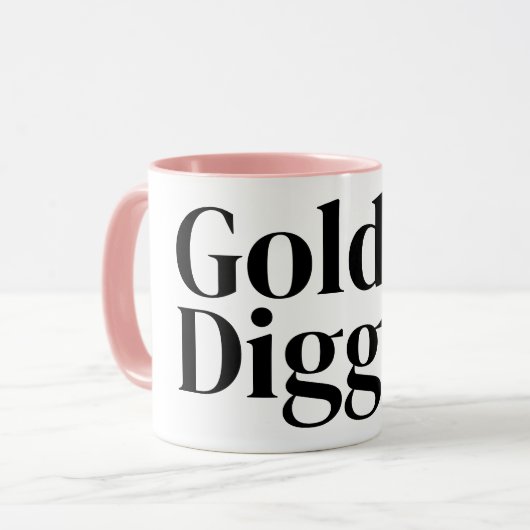 Gold Digger funny coffee mug with pink accents (Devant gauche)