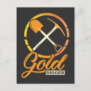 Gold Digger Panning Mining Funny Miner Briefkaart