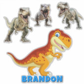  Gold Dinosaur Personalized Name Sticker (Voorkant)