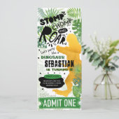 Gold Dinosaur-verjaardagsfeestje Kaart (Staand voorkant)