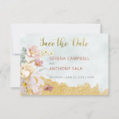 Gold Dipped Floral Enregistrer la carte Date (Devant)