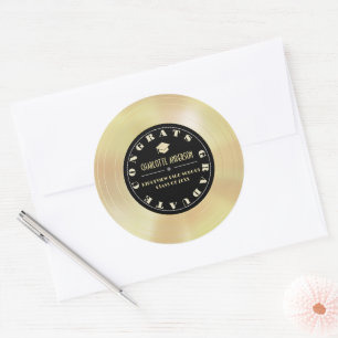 Gold Disc/Vinyl Record Afstuderen Ronde Sticker