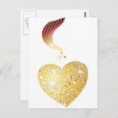 Gold Disco Ball Heart Briefkaart (Voorkant / Achterkant)