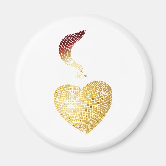 Gold Disco Ball Heart Magneet (Voorkant)