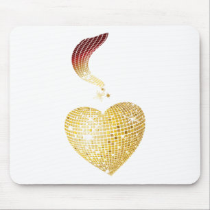 Gold Disco Ball Heart Muismat
