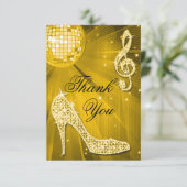 Gold Disco Ball Sparkle Heels Hartelijk dank Bedankkaart (Staand voorkant)
