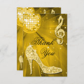 Gold Disco Ball Sparkle Heels Hartelijk dank Bedankkaart (Voorkant / Achterkant)