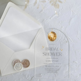 Gold Disco Ball Sparkle Vrijgezellenfeest Acryl Uitnodigingen