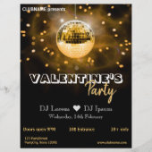 Gold Disco Ball Valentine's Day Party Flyer (Voorkant)