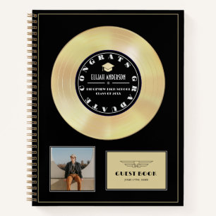 Gold Disk Vinyl Black Graduation Livre d'invité