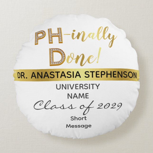 Gold Doctorate PhD Afstuderen Ceremony Party Rond Kussen (Voorkant)