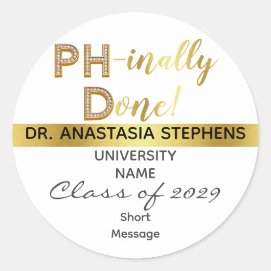 Gold Doctorate PhD Afstuderen Ceremony Party Ronde Sticker (Voorkant)