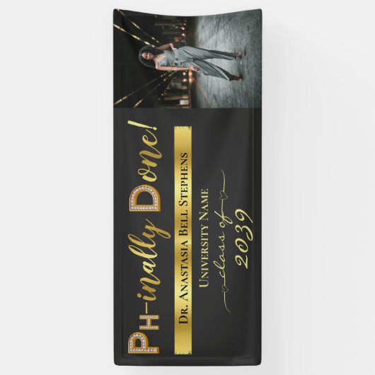 Gold Doctorate PhD Afstuderen Ceremony Party Spandoek (Verticaal)