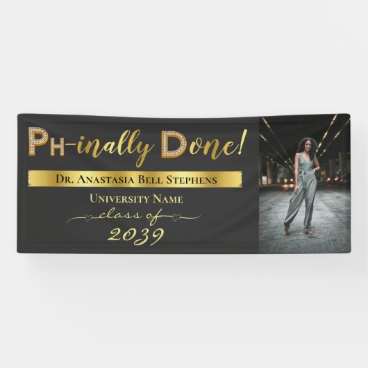 Gold Doctorate PhD Afstuderen Ceremony Party Spandoek (Horizontaal)