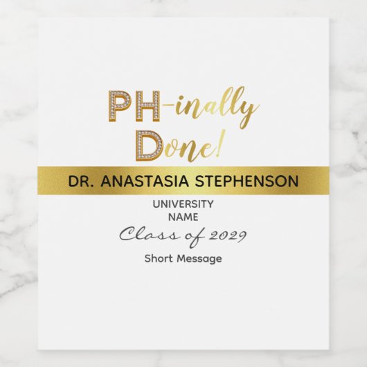 Gold Doctorate PhD Afstuderen Ceremony Party Wijn Etiket (Enkel label)