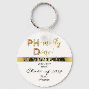 Gold Doctorate PhD Graduation Party Favor Sleutelhanger