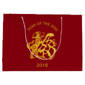 Gold Dog Papercut Chinees nieuwjaar 2018 L Gift Ba Large Cadeautasje (Achterkant)