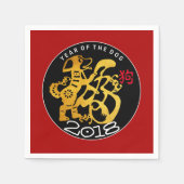 Gold Dog Papercut Chinees nieuwjaar 2018 P Napkin Servetten (Voorkant)
