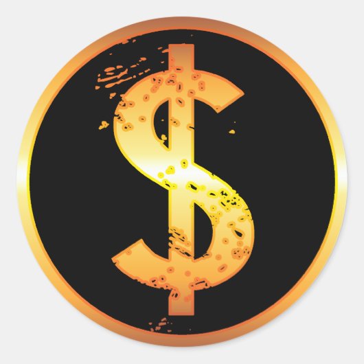 GOLD DOLLAR SIGN RONDE STICKER (Voorkant)