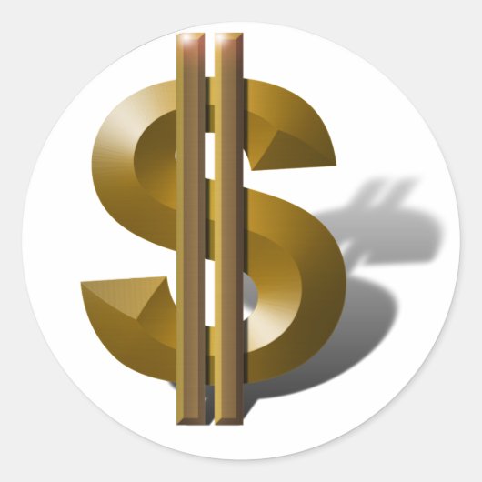 Gold Dollar-teken Ronde Sticker (Voorkant)