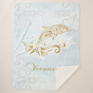 Gold Dolphin - persoonlijke Sherpa Blanket Sherpa Deken